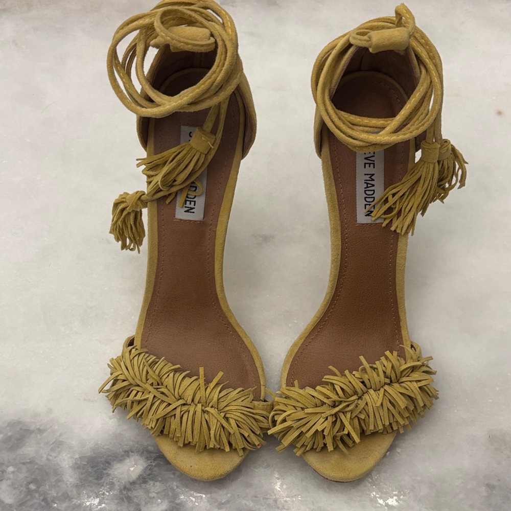 Steve Madden Mustard Fringe Heels